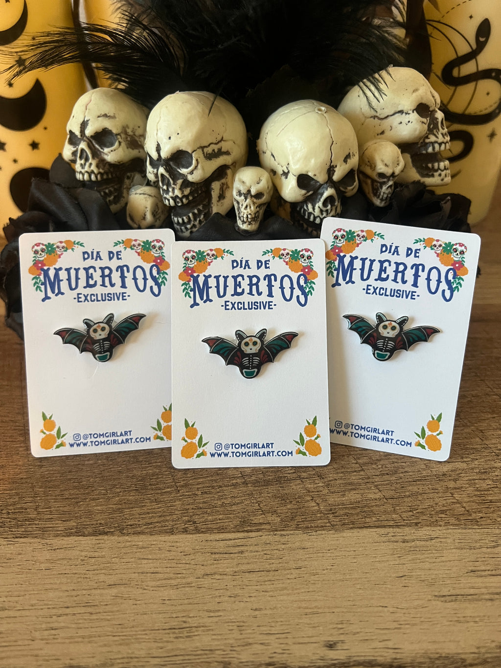 Dia De Muertos Bat Pin