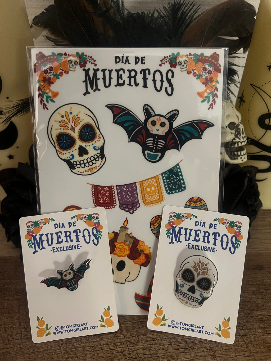 Dia De Muertos Sticker and Pin Combo
